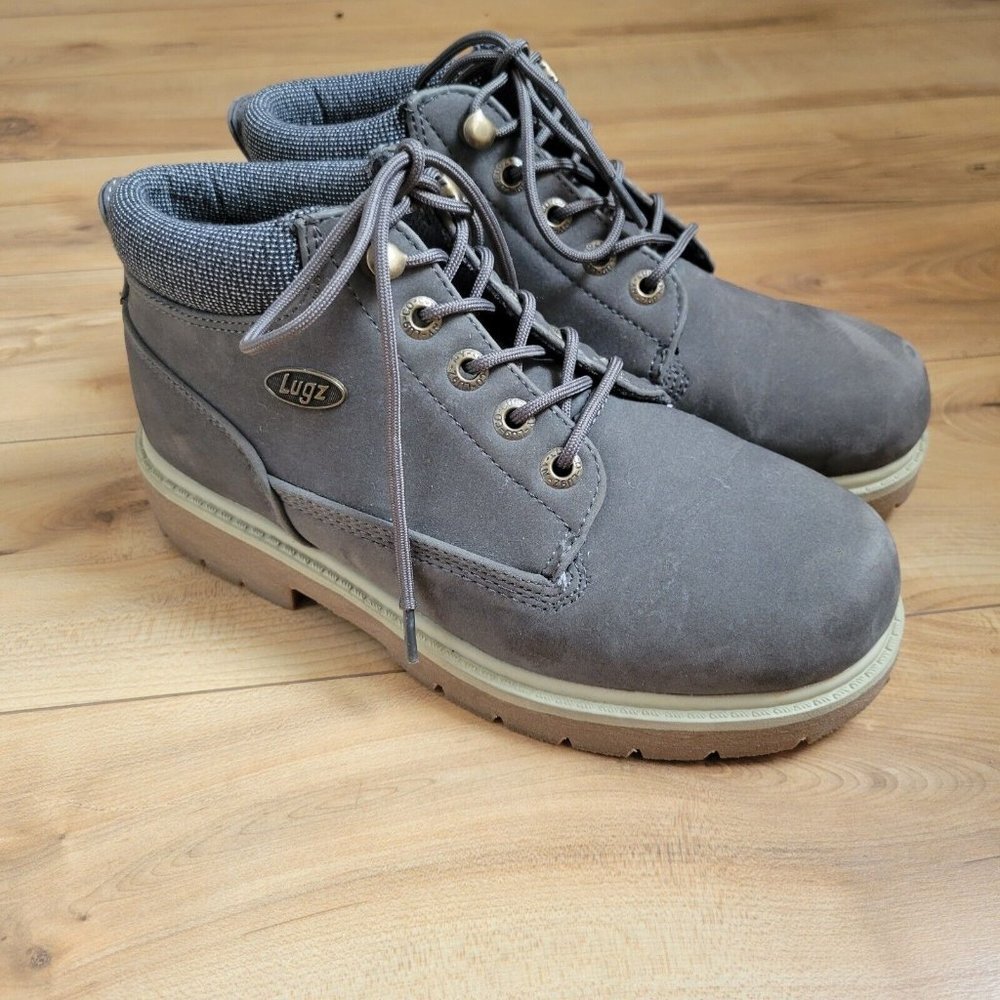 Lugz Mens Flexastride Memory Foam Gray Lace Up Ankle Boots Size 6.5